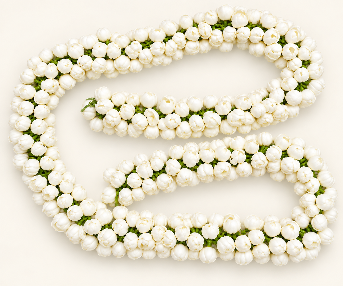 Ivory Jasmine Garland in Serpentine Coils