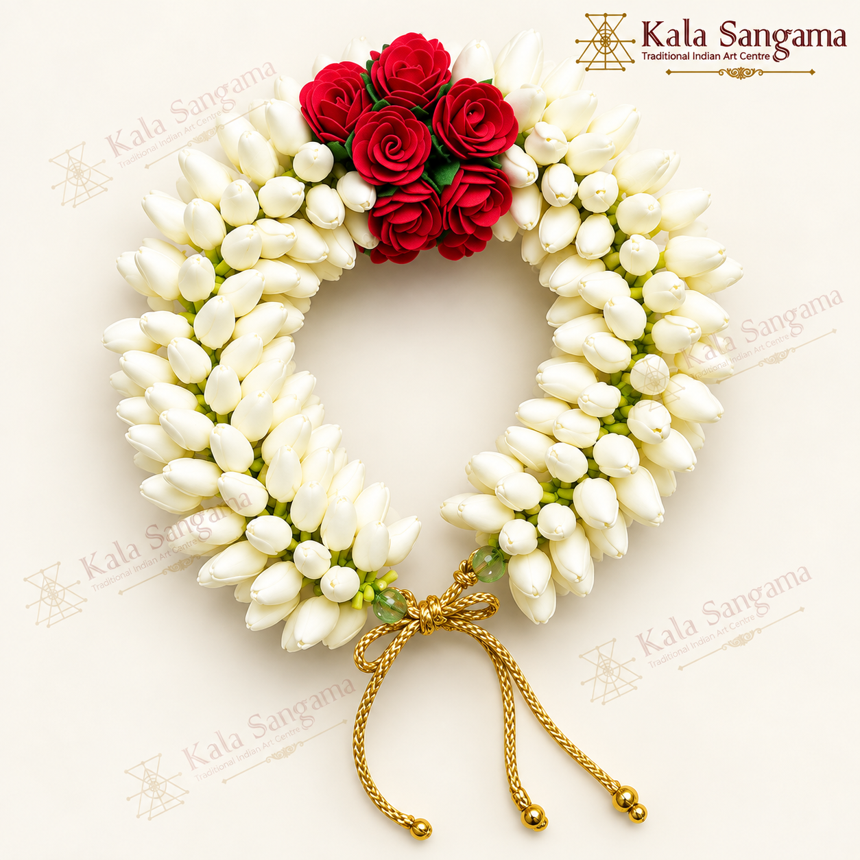 Jasmine Gajra Wreath with Red Roses